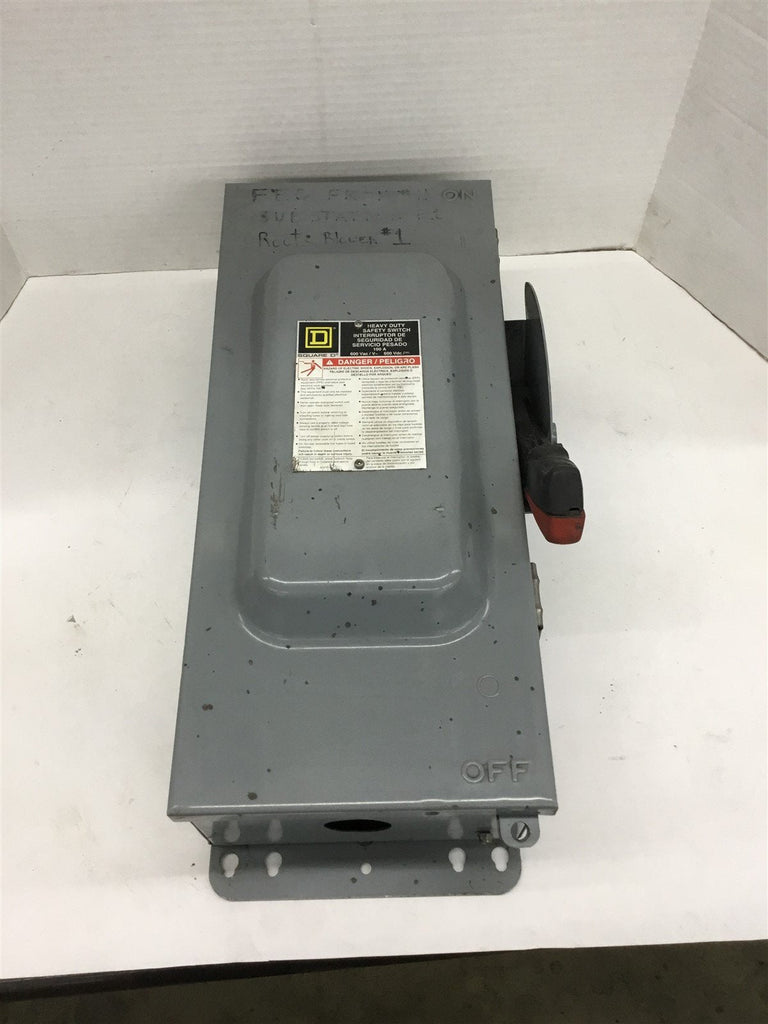 Square D HU363AWK 100A 600 Volts Non-Fusible Safety Switch Used