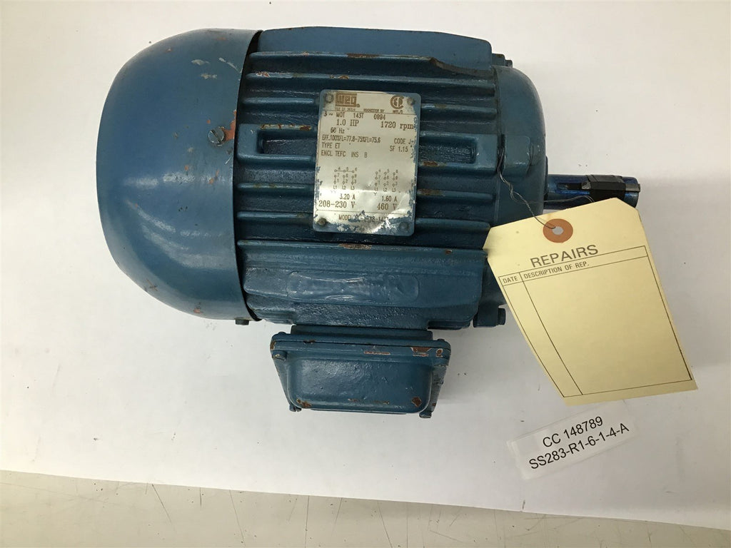 WEG 1 HP 208-230/460V 1800RPM 4P 143T FR 3PH 60HZ TEFC AC Motor