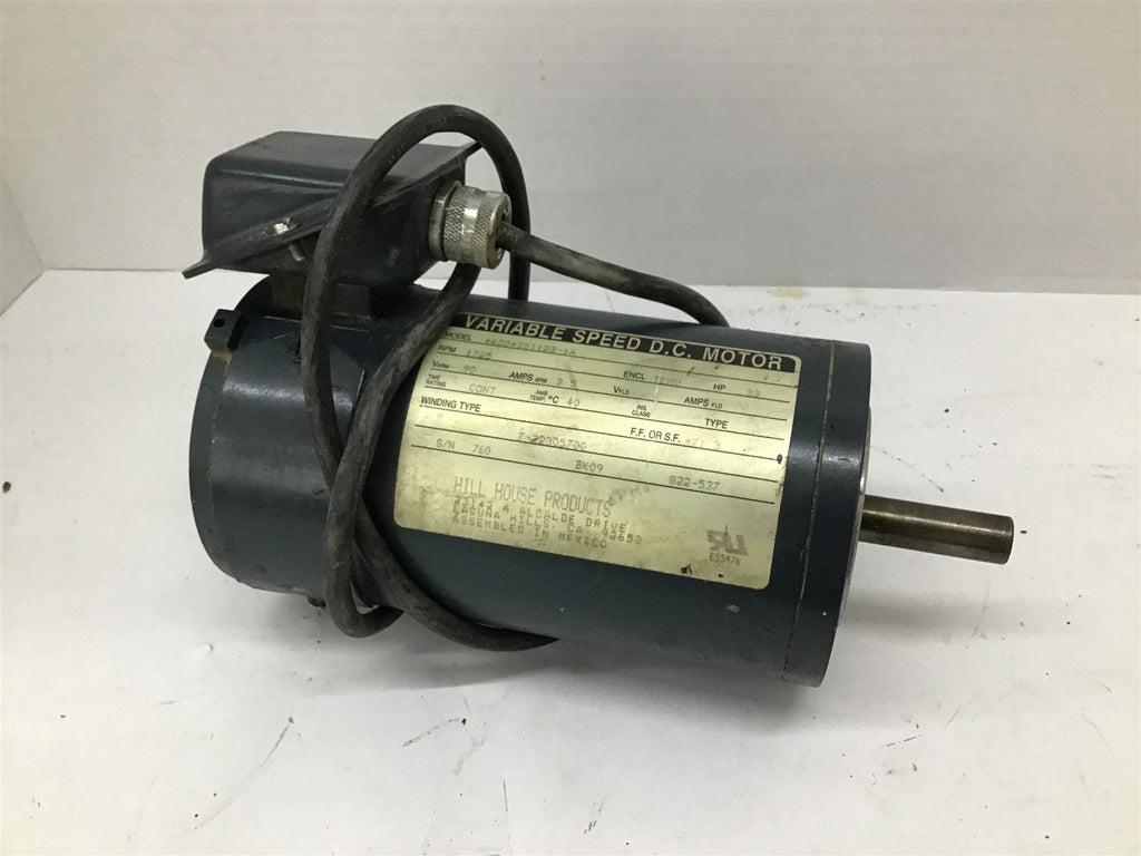 Hill House 46304351123-1A .33HP 90V 1725 RPM TEFC Without Key DC Motor