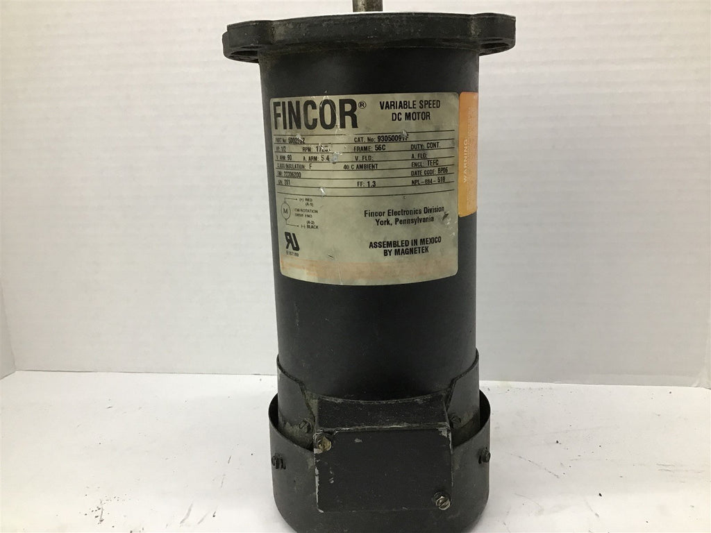 Fincor 9305009 5002992 1/2 HP 90V 1725 RPM 56C TEFC DC Motor