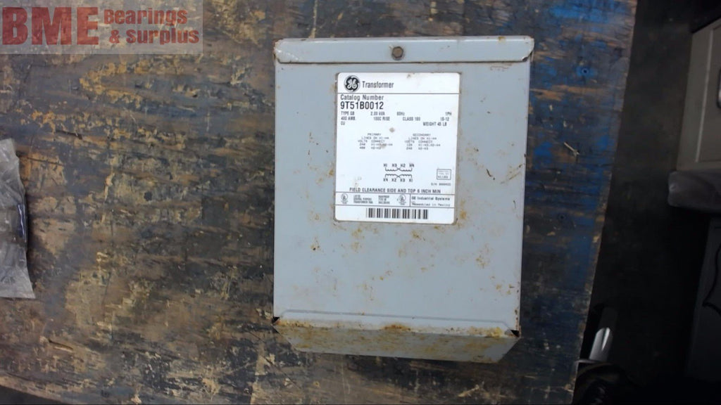 GE 9T51B0012 TRANSFORMER 2.00 KVA 240/480 PRIMARY, 120/240 SECONDARY VOLTS 1 PH