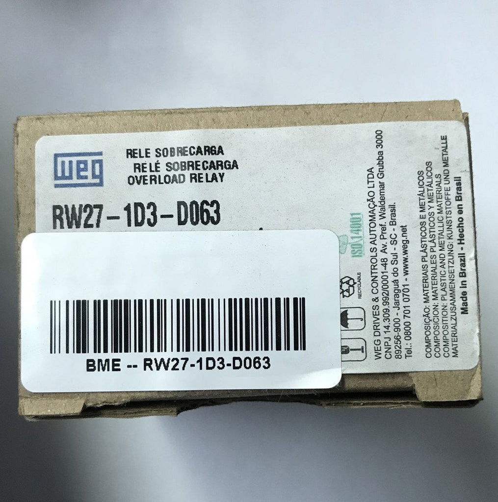 WEG RW27-1D3-D063, Electric Overload Relay, 4.30-6.30 Amp Range