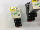 LOT OF 3--- SCHNEIDER RXM2LB2F7 5 AMP @ 240 VAC, 120 VOLT COIL RELAY