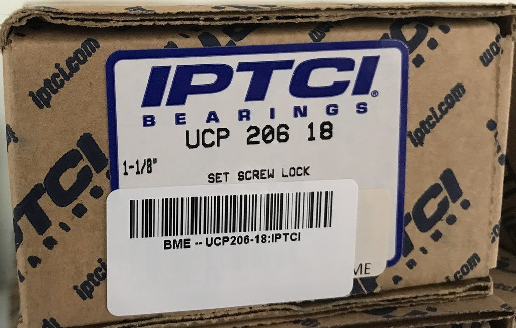 IPTCI UCP 206 18 1-1/8" Pillow Block Set Screw Lock Bearing