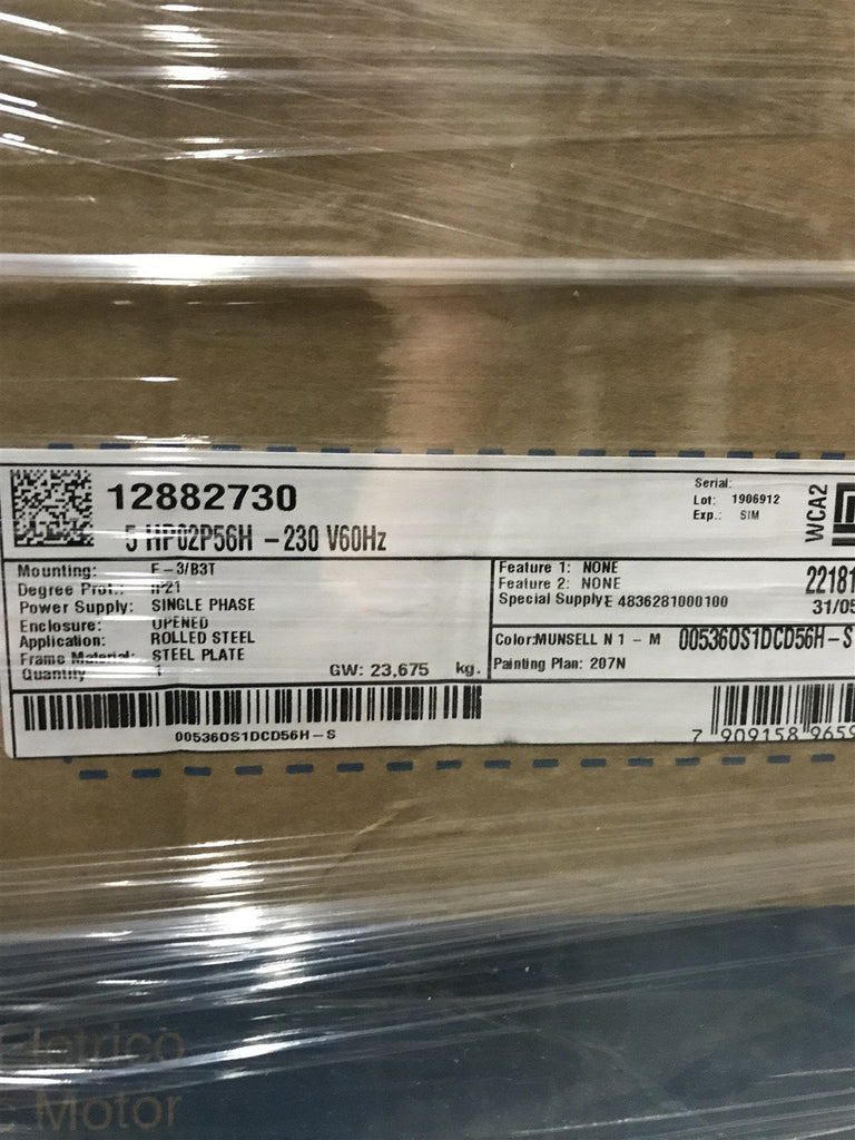 WEG 005360S1DCD56H-S MOTOR 5 HP 2P 56H 1Ph 230 V 60 Hz