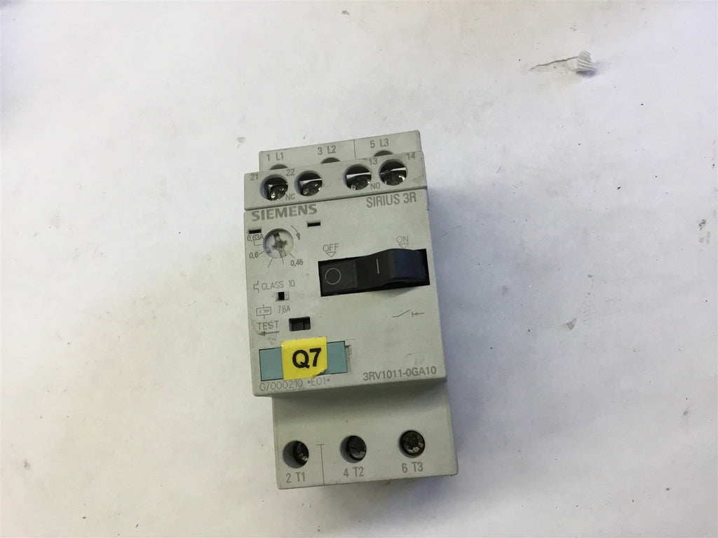 SIEMENS 3RV1011-0GA10 .45-.63 AMPS 460 V @ 1/3 HP