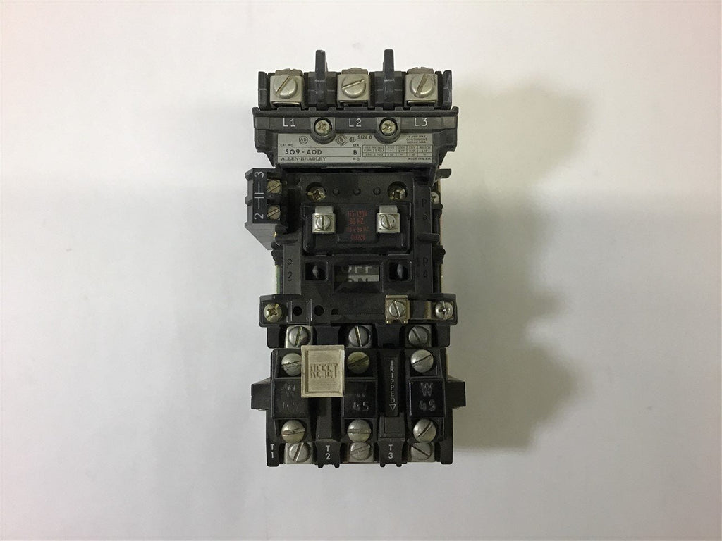 ALLEN-BRADLEY 509-A0D NEMA SIZE 0 STARTER 460 VOLT @5 HP 115-120V COIL