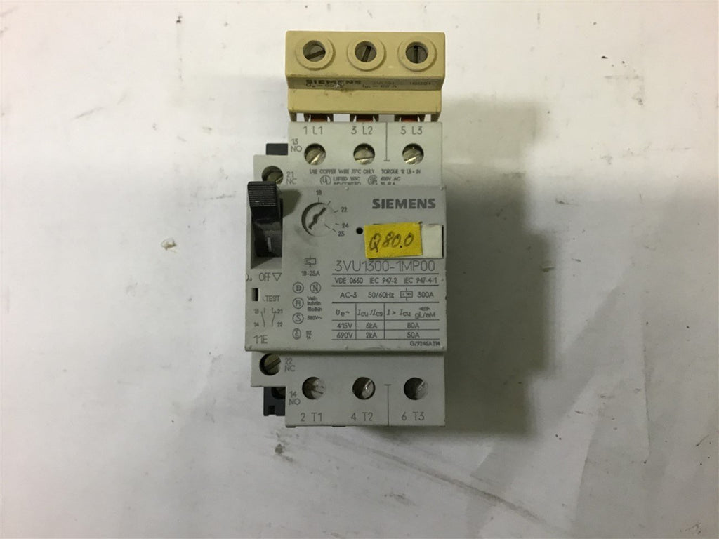 SIEMENS 3VU1300-1MP00 MOTOR STARTER 18-25 AMPS