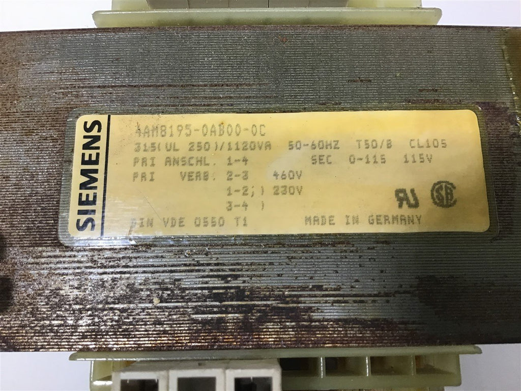 SIEMENS 4AM8195-0AB00-0C TRANSFORMER 460 230 PRI, 0-115 V SEC