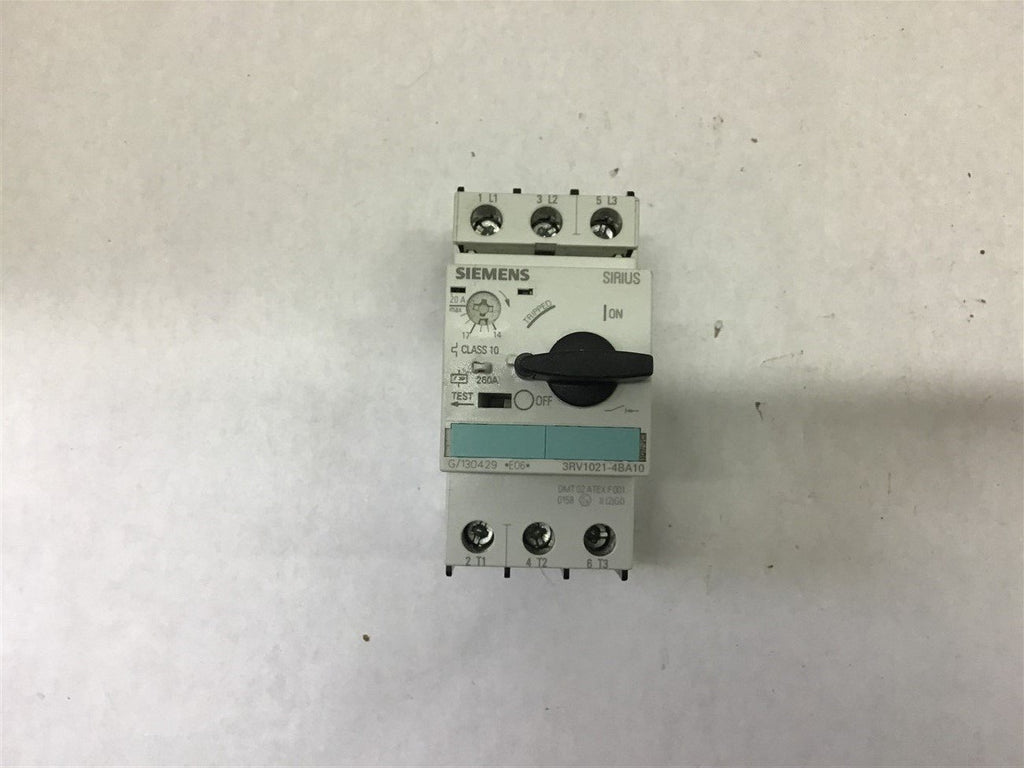 Siemens 3RV1021-4BA10 Starter Breaker 20 Amp