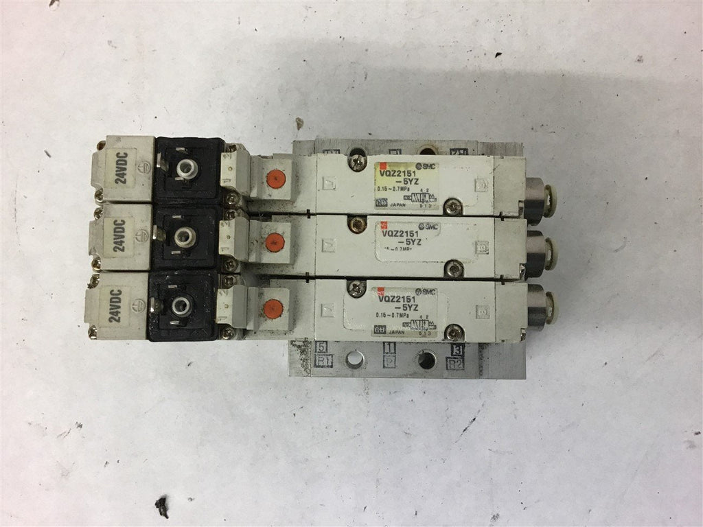 SMC VQZ2151-5YZ SOLENOID VALVE LOT OF 3--