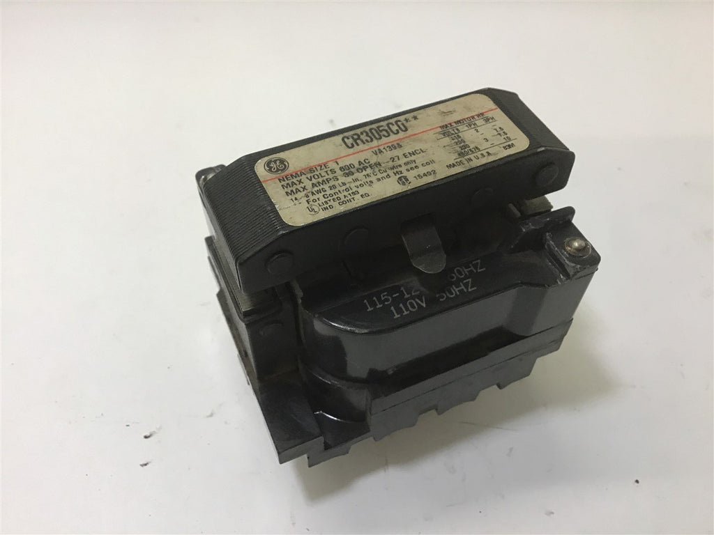 GENERAL ELECTRIC CR305C0 CONTACTOR SIZE 1 115-120 V 60HZ COIL